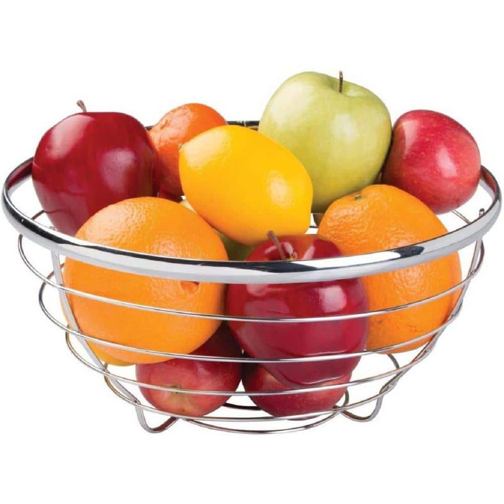 1-Piece Modern Chrome Metal Fruit Bowl Centerpiece for Kitchen and Dining Areas, 12 in. x 12 in. x 6 in. - Hercitys