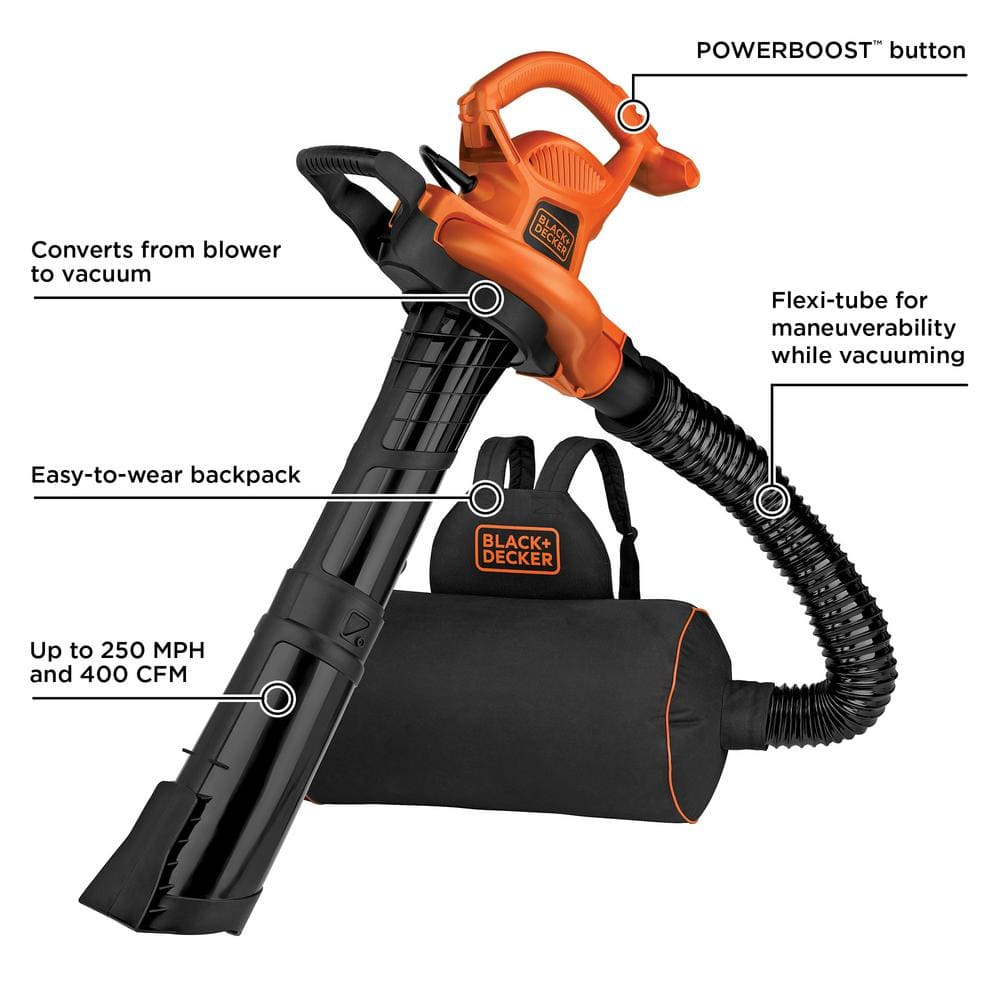 12 AMP 250 MPH 400 CFM Corded Electric 3-In-1 Backpack Leaf Blower, Vacuum & Mulcher - Hercitys