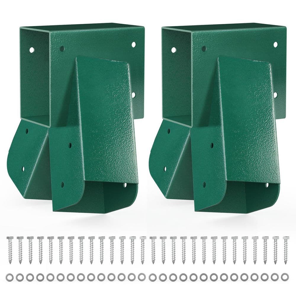 4 in. x 4 in. Heavy Duty Metal Swing Set Brackets with Mounting Accessories DIY for Playground Outdoor, Green (2-Pack) - Hercitys