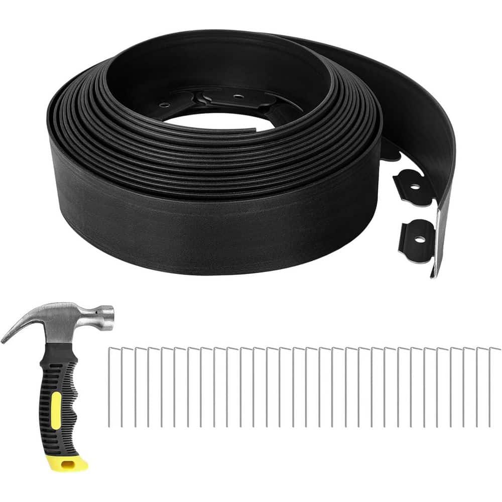 4 in Tall, 33 ft. Landscape Edging with Hammer and Staples, Black - Hercitys