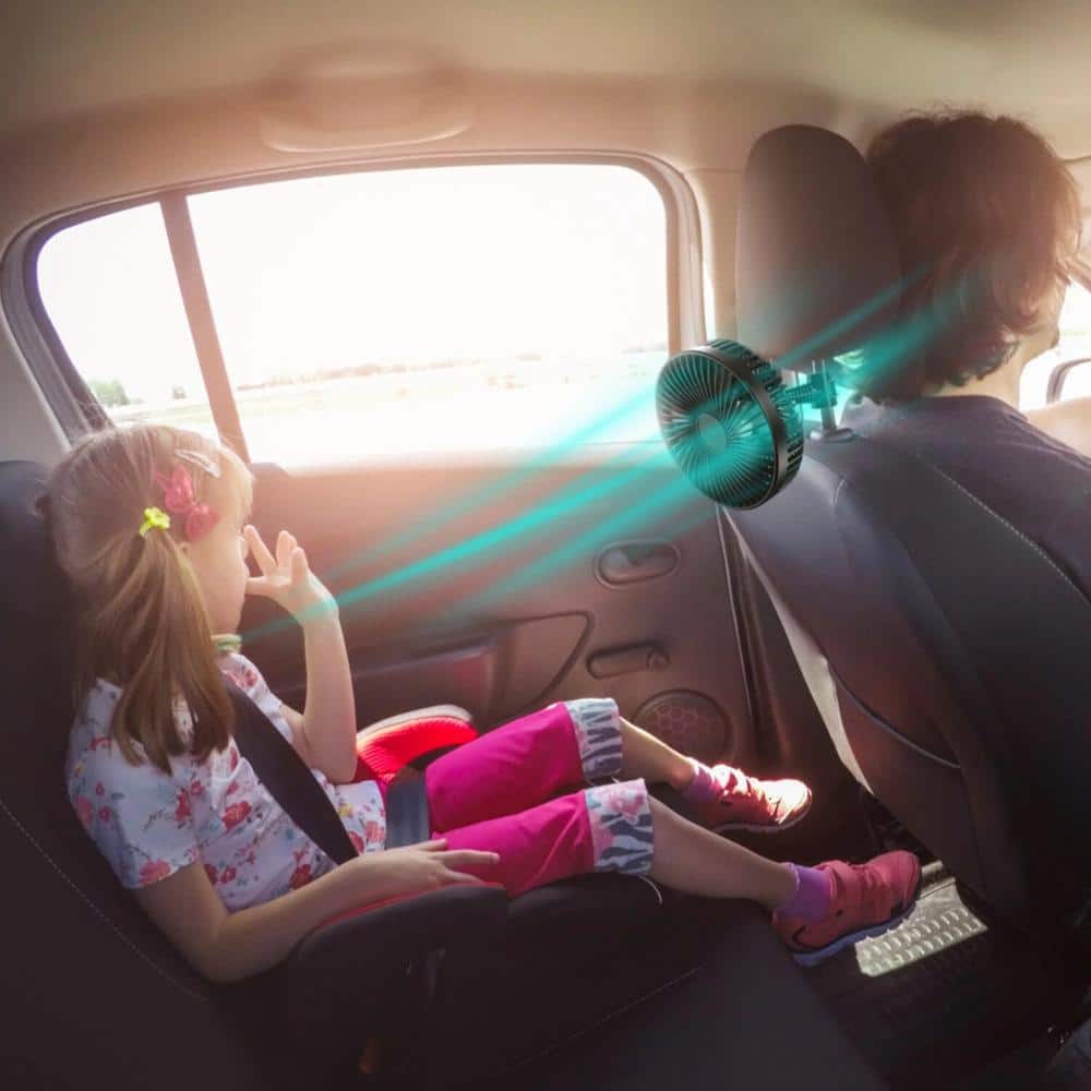 360 Rotatable Portable USB Powered 5 in. 3 fan speeds Desk Fan in Black, Car Cooling for Backseat Dashboard Window Clip - Hercitys