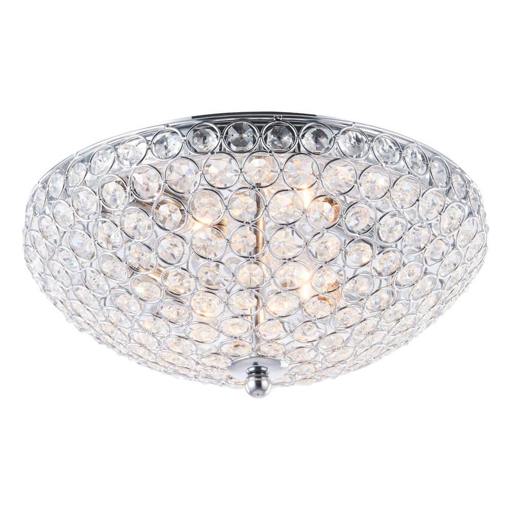 12 in. 2-Light Chrome Crystal Flush Mount - Hercitys