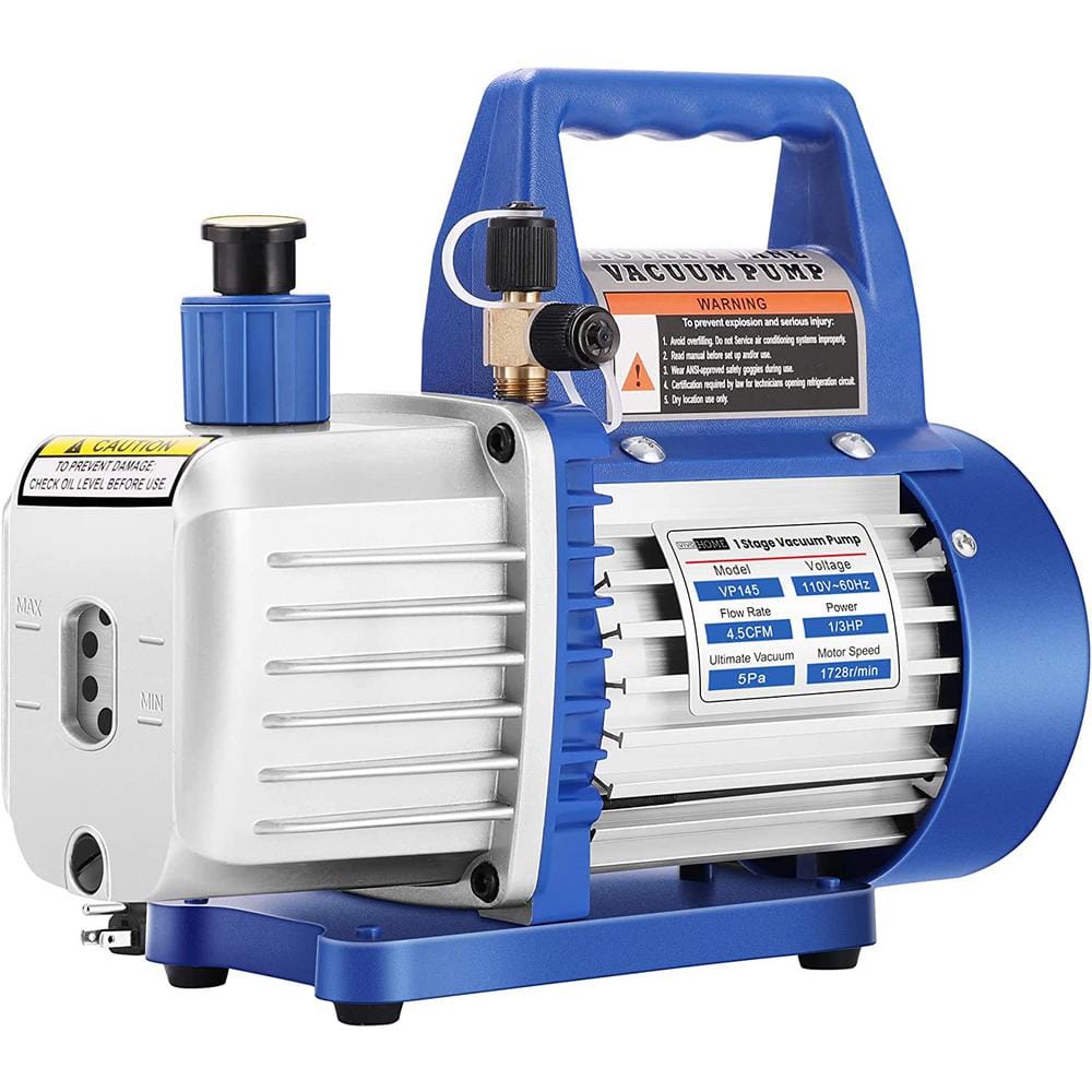 110-Volt 1/3 HP 4.5 CFM Single Stage Rotary Vane Air Vacuum Pump with Oil Bottle - Hercitys