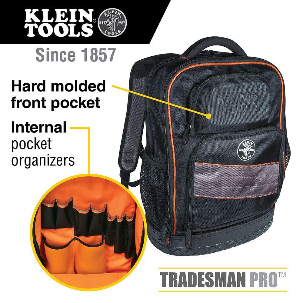 14 in. Tradesman Pro Organizer Technician’s Jobsite Backpack with Toughbook Laptop Pocket - Hercitys