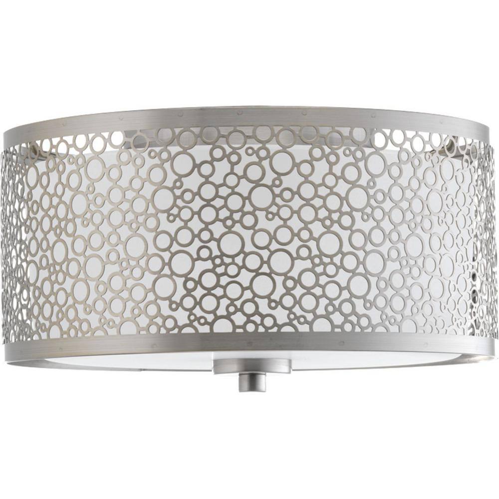 11 in. Mingle 17-Watt Brushed Nickel Integrated LED Flush Mount - Hercitys