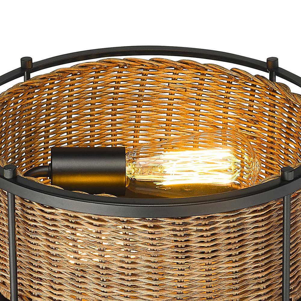 11.75 in. 2-Light Natural Bohemian Rattan Flush Mount Ceiling Light - Hercitys