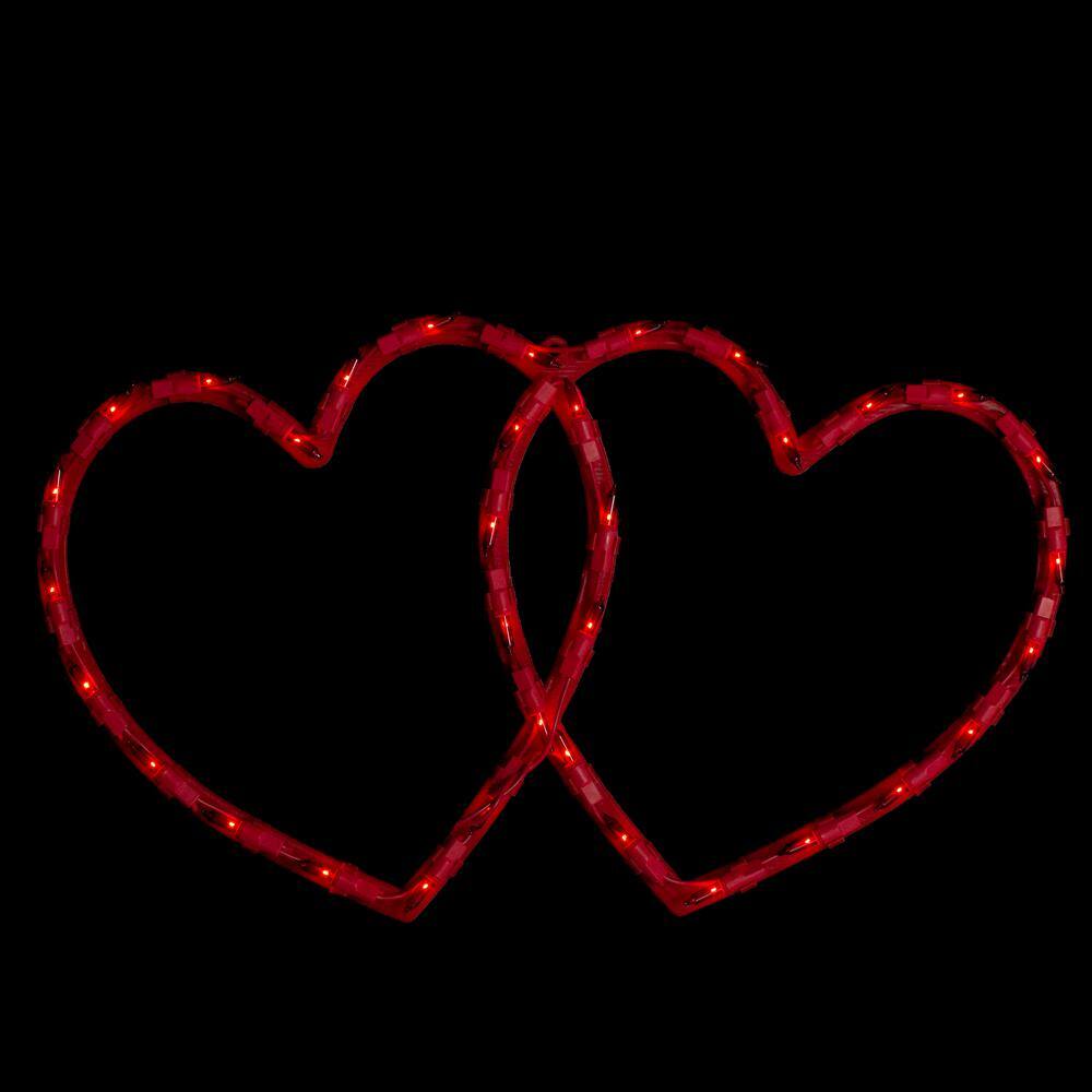 10 in. H x 17 in. L Lighted Double Heart Valentine’s Day Window Silhouette - Hercitys