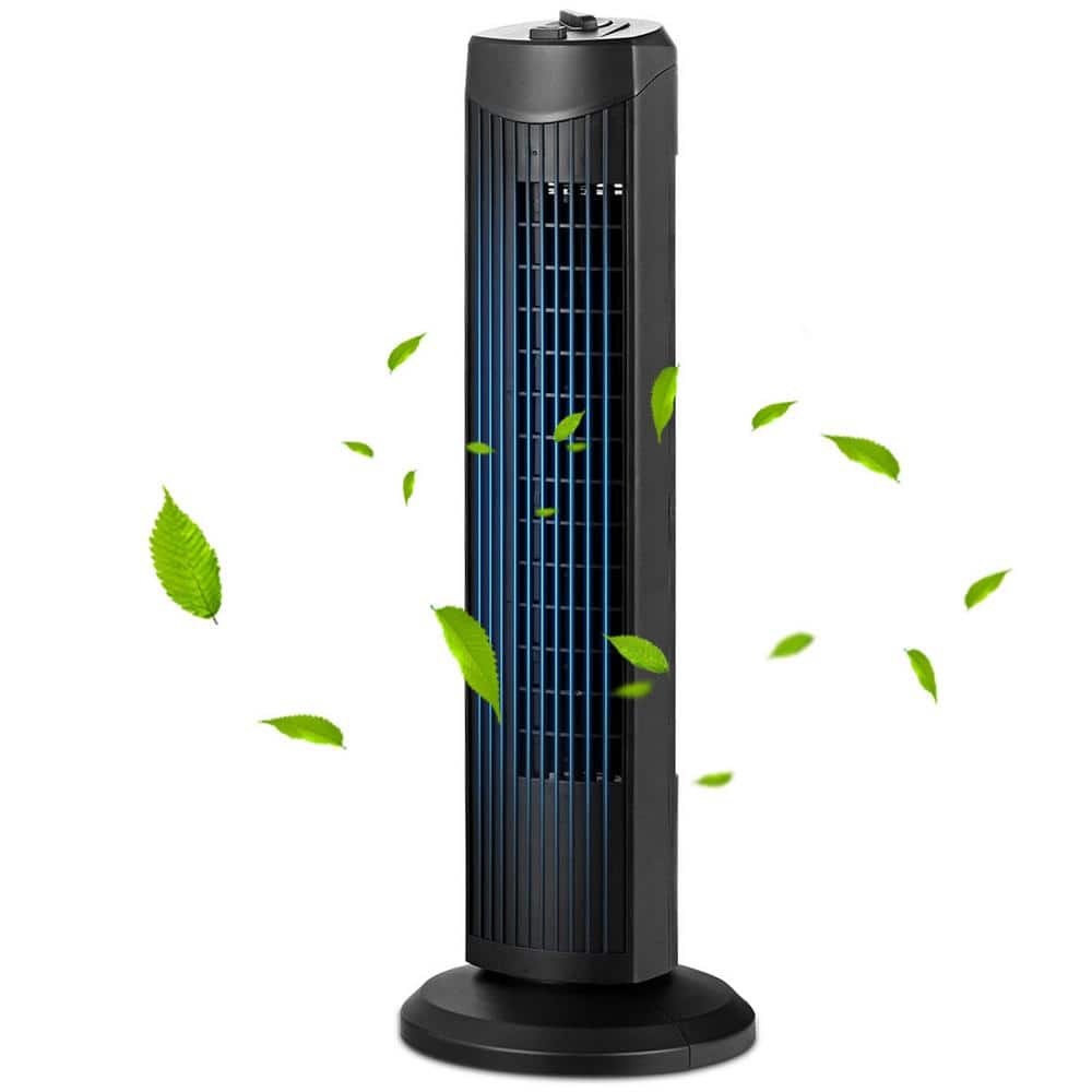 35-Watt Black 28 in. Oscillating Tower Fan with 3-Wind Speeds Quiet Bladeless - Hercitys