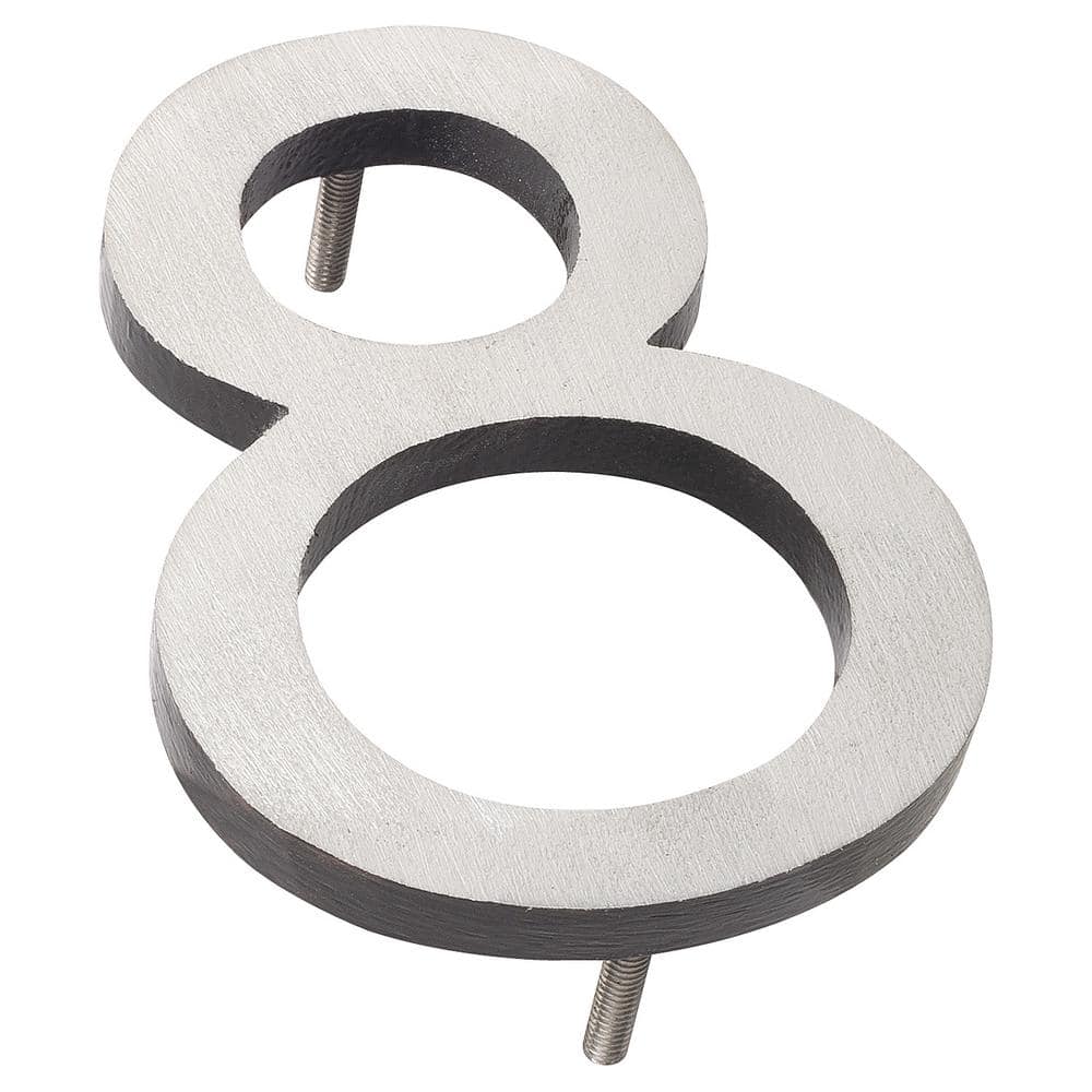 4 in. Satin Nickel/Black 2-Tone Aluminum Floating or Flat Modern House Number 8 - Hercitys