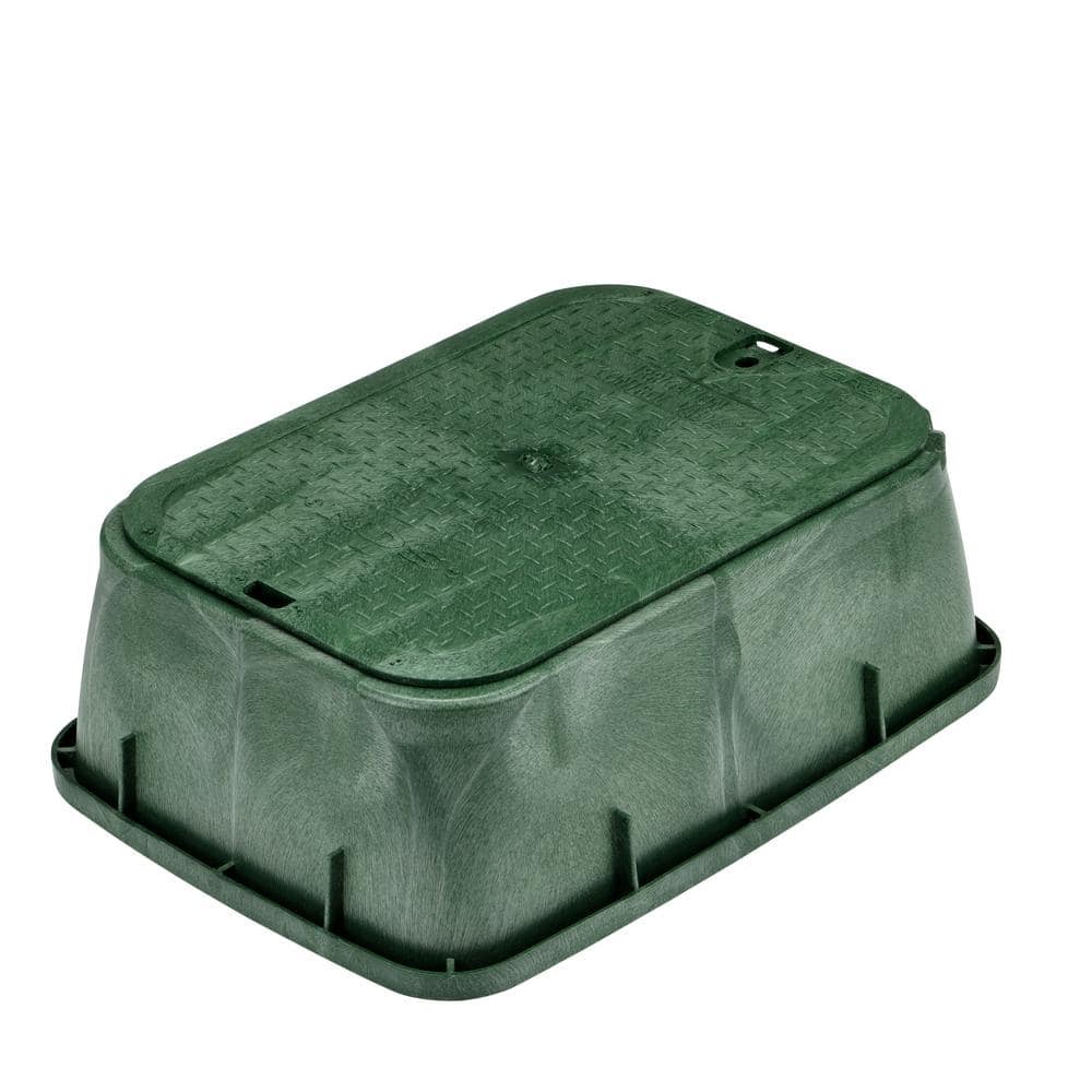 14 in. X 19 in. Rectangular Standard Series Valve Box Extension & Cover, 6-3/4 in. Height, Green Box, Green ICV Cover - Hercitys