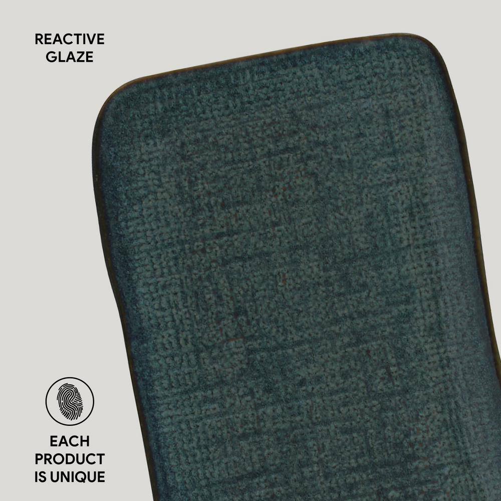 10.63 in. Oceano Dark Blue Stoneware Rectangular Platter Medium Juta (Set of 4) - Hercitys