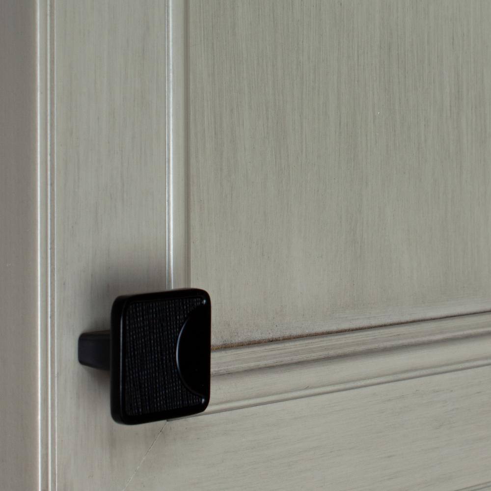 1-1/4 in. Square Matte Black Embossed Leather Drawer Knobs (10-Pack) - Hercitys