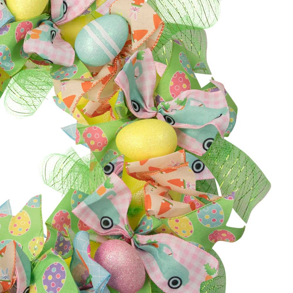 24 in. H Unlit Pastel Easter Egg and Ribbons Wreath - Hercitys