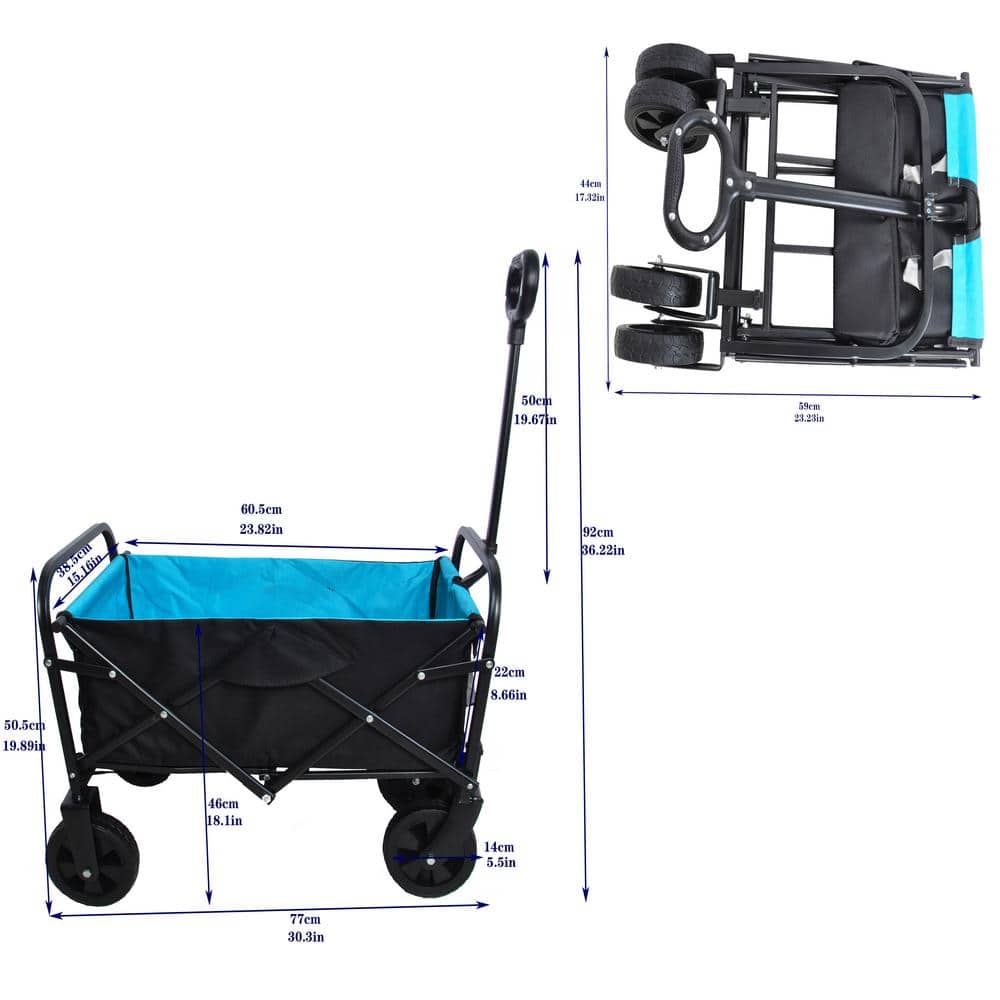 1.5 cu. ft. Steel Garden Cart, Black and Blue - Hercitys