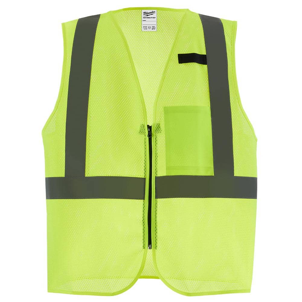 2X-Large/3X-Large Yellow Class 2 High Visibility Mesh One Pocket Safety Vest - Hercitys