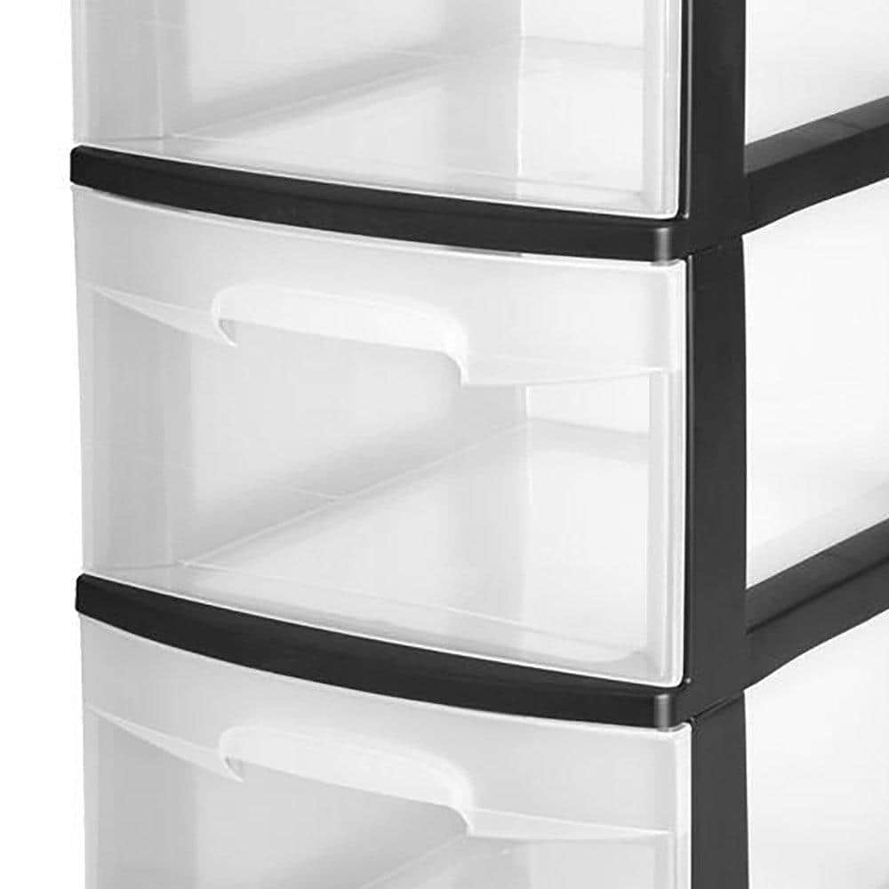 3-Drawer Storage Cart, Clear with Black Frame (4-Pack) - Hercitys