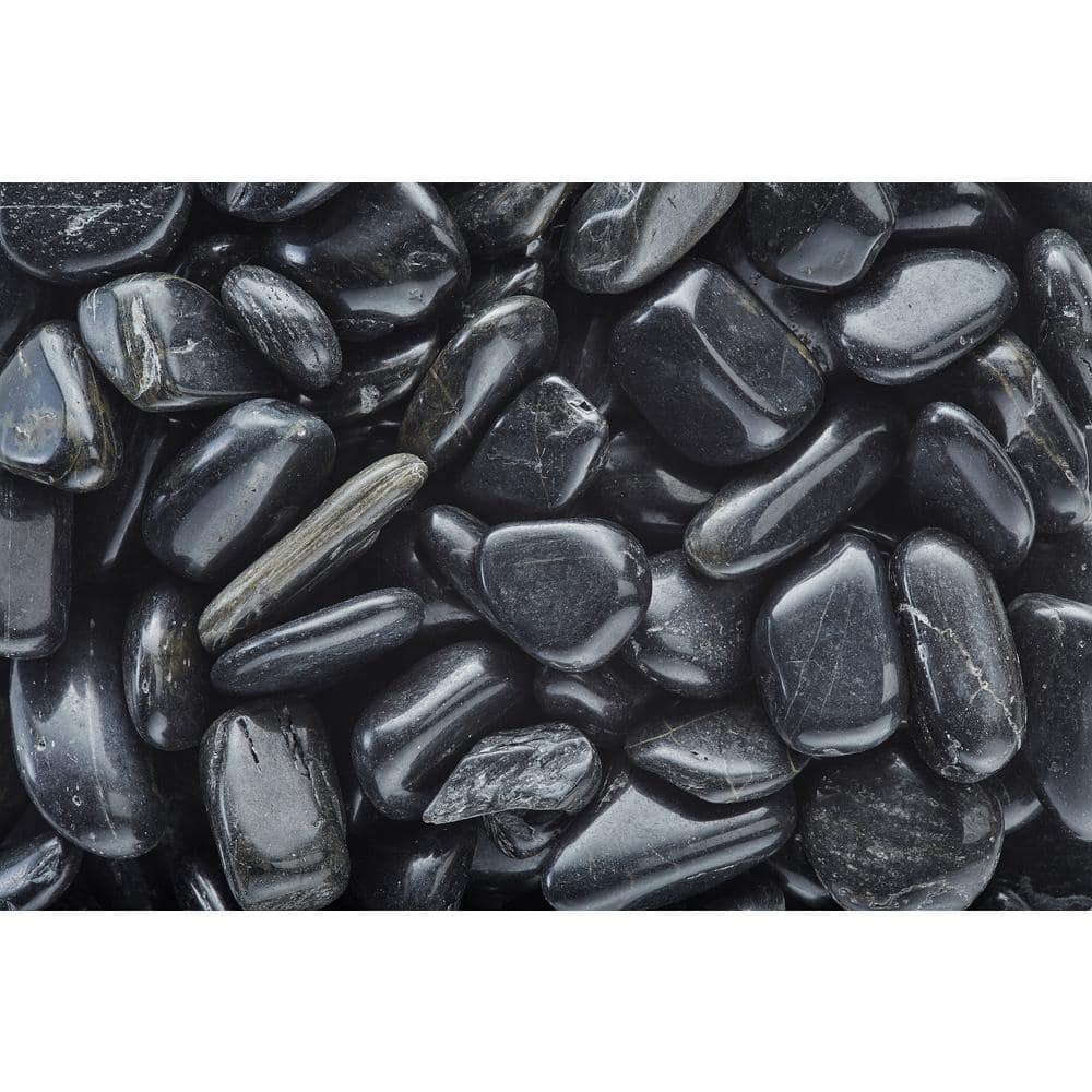 3/4 in. to 1.5 in. Polished Black Pebbles (20 lbs. Bag) - Hercitys