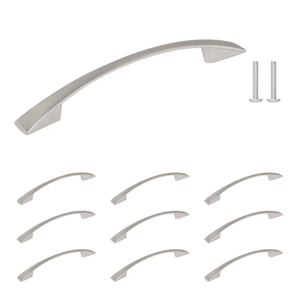 (10-Pack) Bromont Collection 3 3/4 in. (96 mm) Modern Brushed Nickel Cabinet Arch Pull - Hercitys