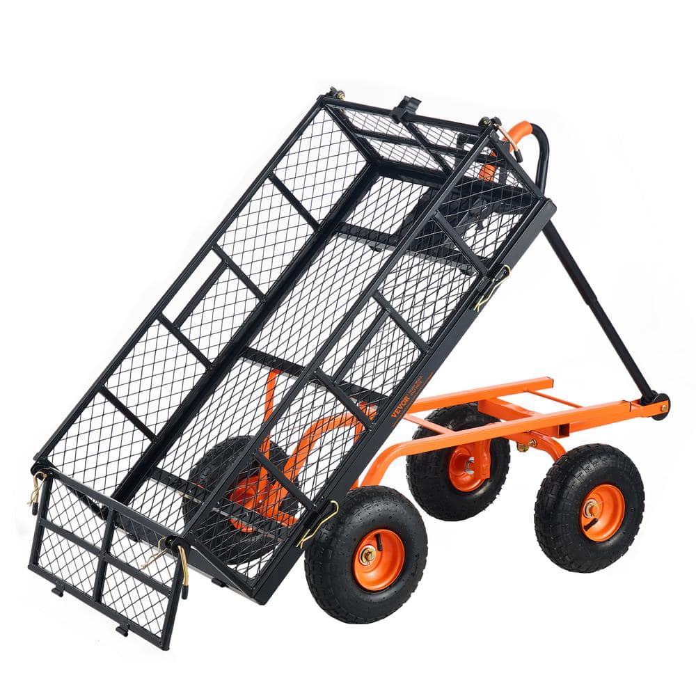 2.09 cu.ft Dump Cart Metal Garden Dump Cart Garden Carts Utility Wheelbarrow 400 lbs. Capacity 10 in. Tires - Hercitys