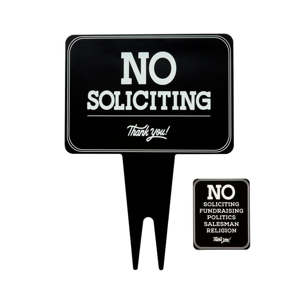 10 in. x 14 in. Aluminum No Soliciting Sign with Sticker - Hercitys