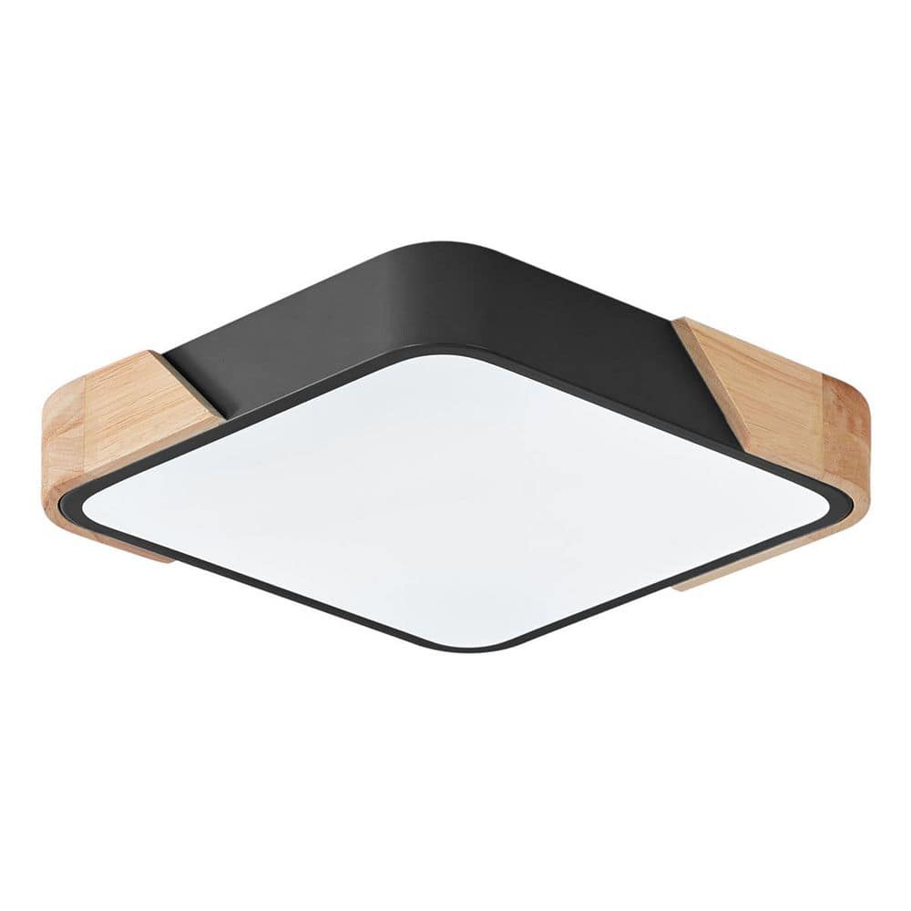 15.74 in. 1-Light Classic LED Flush Mount Ceiling Light 36-Watt Black Ceiling Lighting Fixtures for Living Room Kitchen - Hercitys