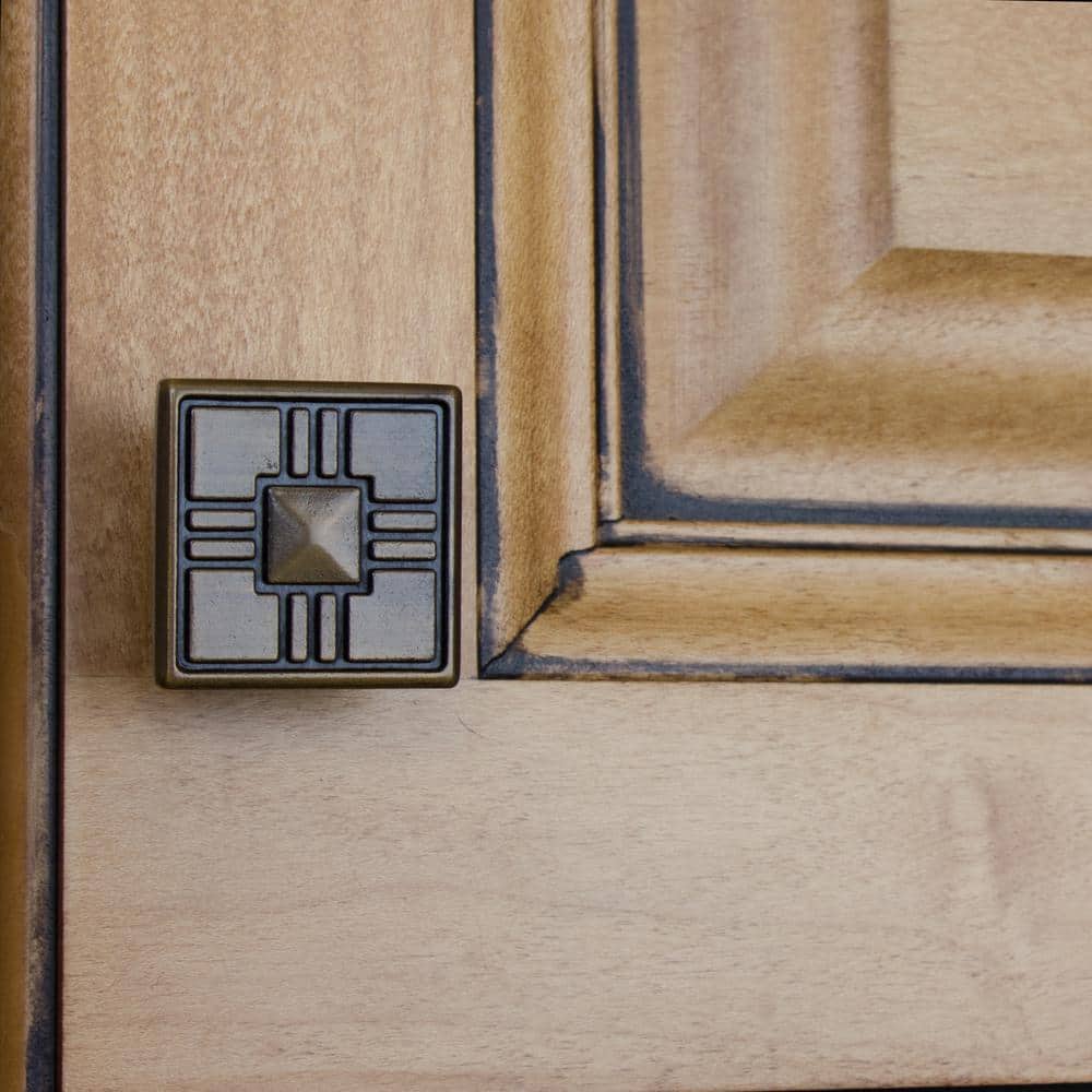 1-1/4 in. Antique Brass Craftsman Collection Square Cabinet Knobs (10-Pack) - Hercitys