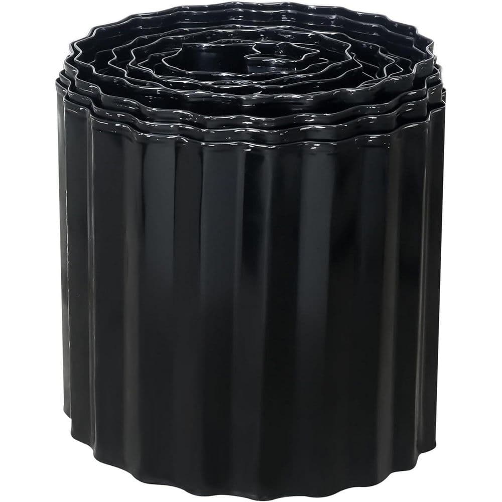 20 ft. x 6 in. Corrugated Metal Garden Edging Flexible Sturdy Galvanized Steel Black DIY Landscaping Border - Hercitys