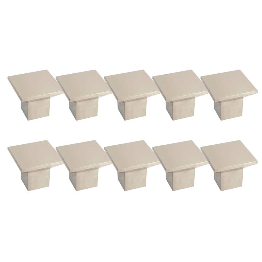 1.44 in. Cubist Brushed Nickel Cabinet Knob (10-Pack) - Hercitys