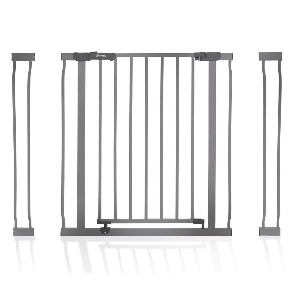 30 in. Tall Metal Ava 29.5 in. to 36.5 in. Wide Pressure Mounted Walk-Thru Baby Gate – Charcoal - Hercitys