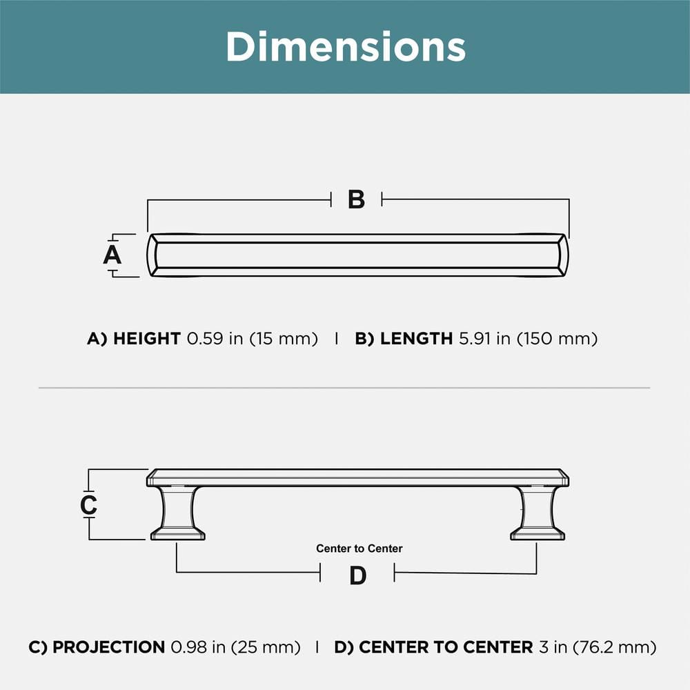 (10-Pack) Chamfered Slim Bar 5-1/16 in. (128 mm) Classic Brushed Champagne Bronze Cabinet Handle Drawer Pulls - Hercitys