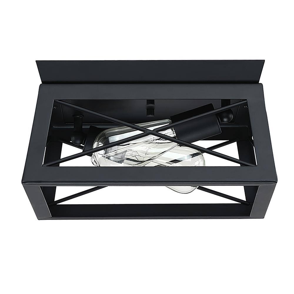 12 in. W. 2-Light Flush Mount with Matte Black - Hercitys