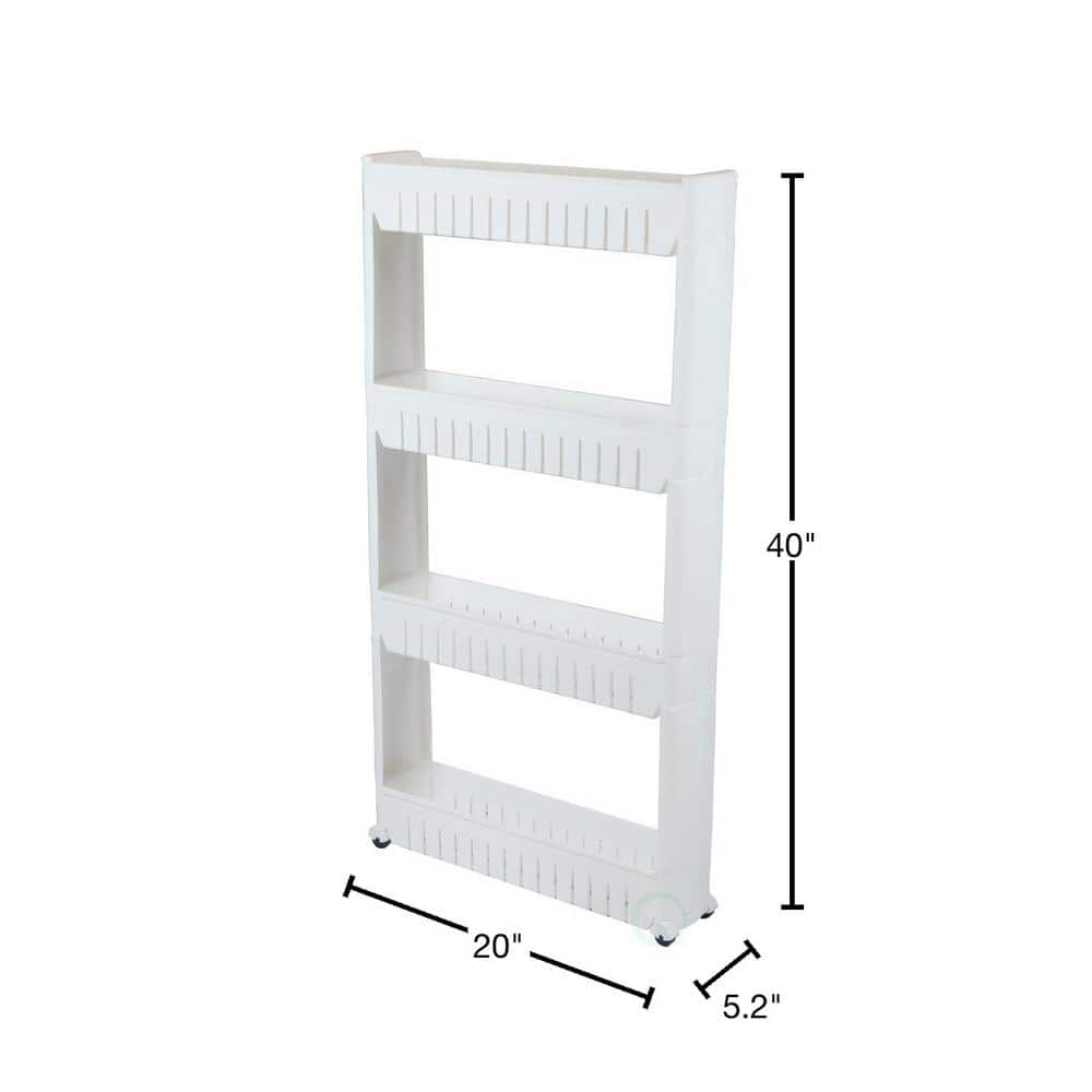 40 in. White Plastic 4-shelf Etagere Bookcase with Adjustable Shelves - Hercitys