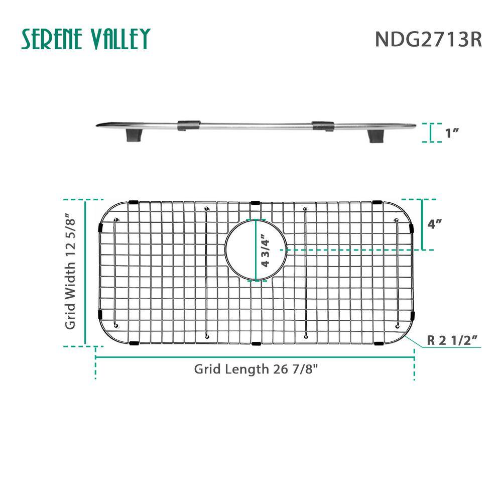 27.05-in x 12.48-in Rear Drain Heavy-Duty Stainless Steel Sink Grid NDG2713R - Hercitys