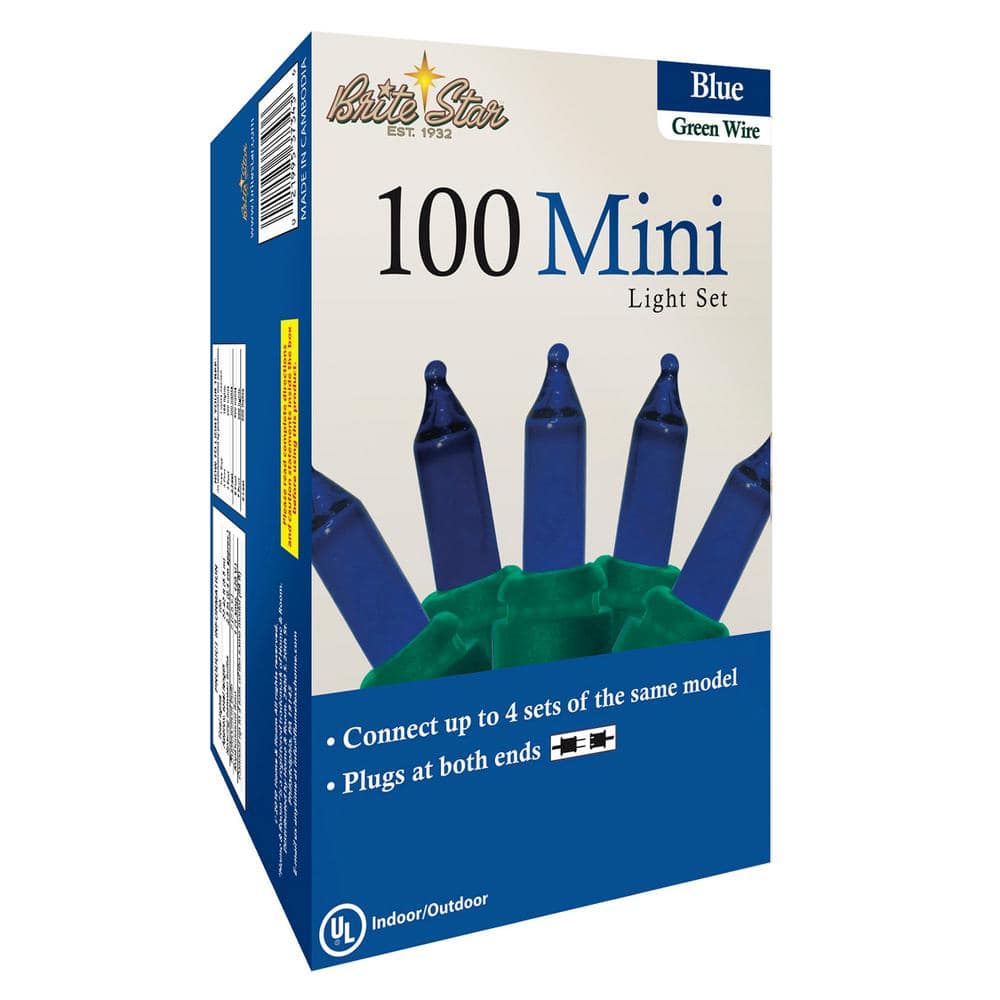 22.42 ft. 100-Count Incandescent Blue Christmas String to String Mini Lights - Hercitys