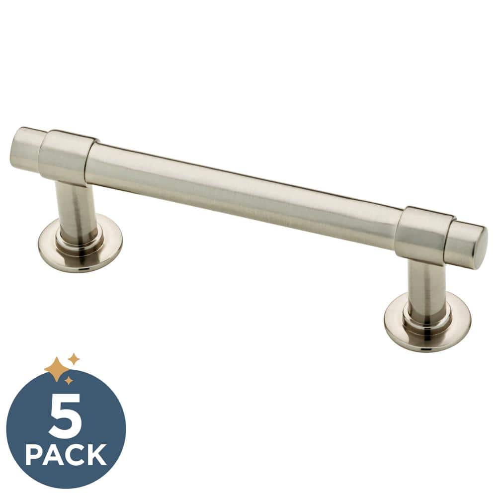 5-Pack 3 in. (76mm) Classic Cabinet Bar Pulls in Satin Nickel with Antimicrobial Properties - Hercitys