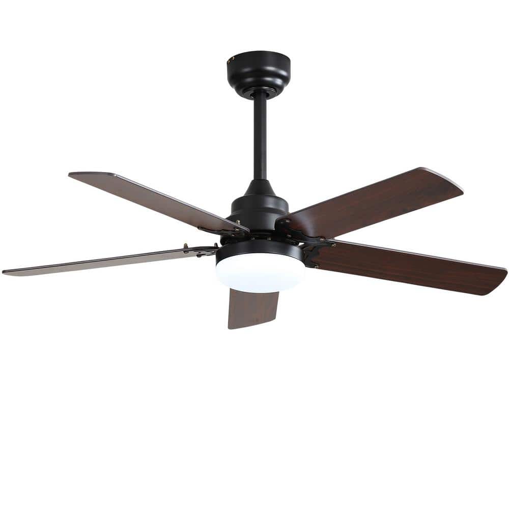 42 in. Integrated LED Indoor Black Ceiling Fan with Lighting with 3 Mount Options Ceiling Fan - Hercitys