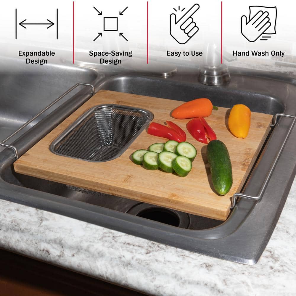 13.2in x 11.5in 2 in 1 Cutting Board with Strainer - Hercitys