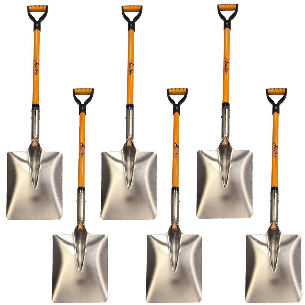 46 in. L Durable Fiberglass Handle Large Aluminum Square Head Shovel, Ashman Snow Shovel Square Aluminum (6-Pack) - Hercitys