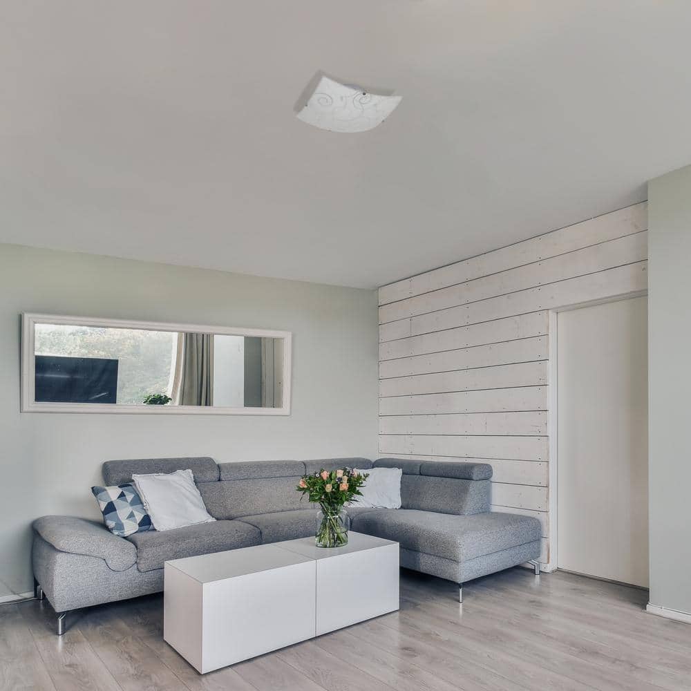 10 in. Simple and Standard Square Swirl Flush Mount, White - Hercitys