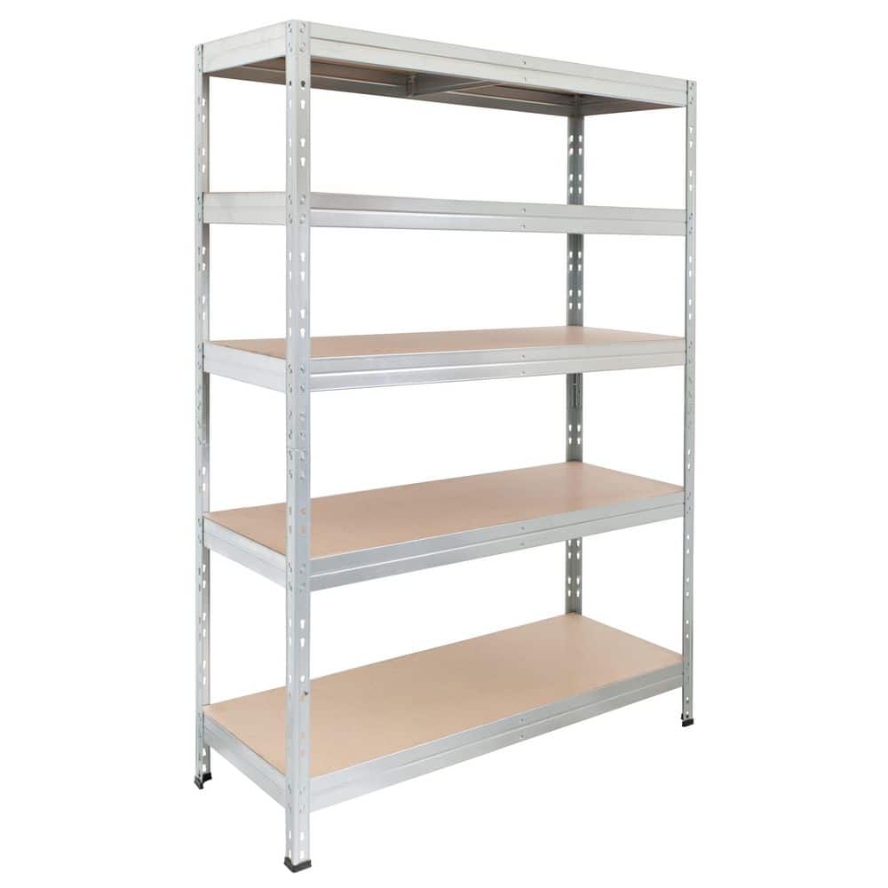 5-Tier Galvanized Steel Garage Storage Shelving Unit in Silver with HDF Racks (39.4 in. W x 71 in. H x 20 in. D) - Hercitys