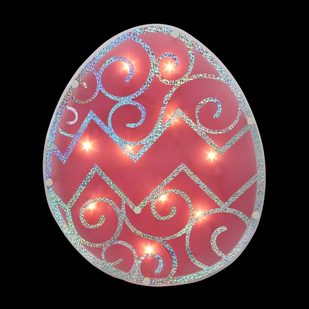 12 in. Lighted Pink Easter Egg Window Silhouette Decoration - Hercitys