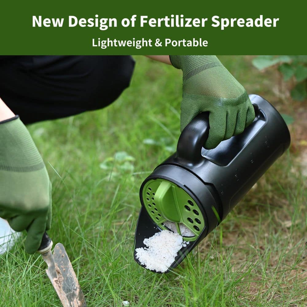 5 lbs. Plastic Handheld Spreader for Fertilizer Grass Seed Salt w/ Multiple Adjustable Opening Sizes Up to 80 Oz. - Hercitys