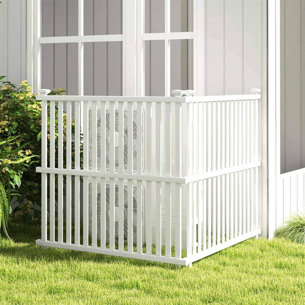45 in. Plastic 2-Panels Garden Fence Panels with Metal Ground Stakes No Dig Trash Can Enclosure - Hercitys