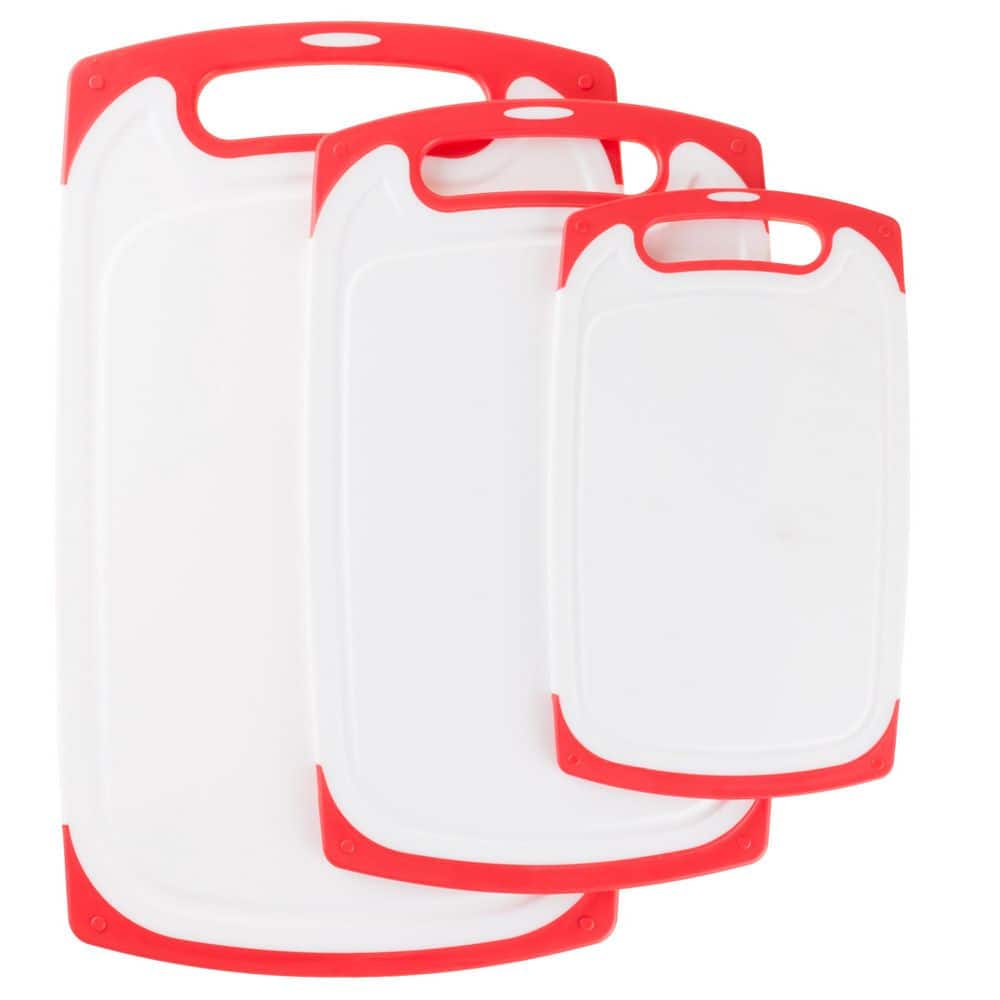 3-Peace Plastic Cutting Boards, Red - Hercitys