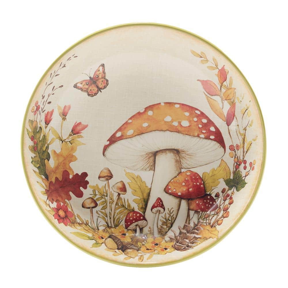 13 in. 122 fl. oz. Multi-Colored Earthenware Woodland Critters Serving Bowl - Hercitys