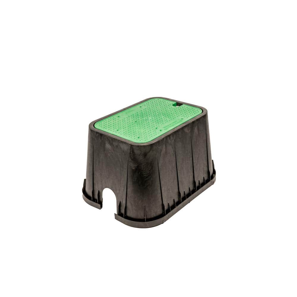 14 in. x 19 in. Rectangular Irrigation Valve Box and Lid, Black Box, Green Lid - Hercitys