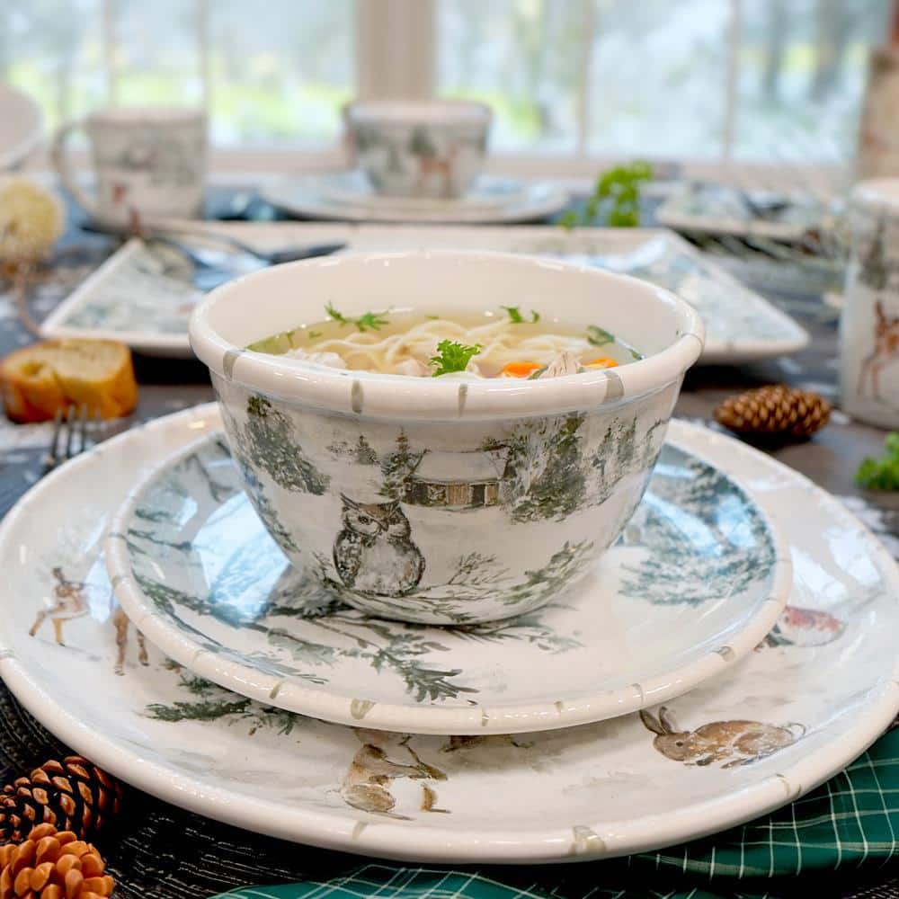 16-Piece Earthenware Winter’s Frost Dinnerware Set - Hercitys