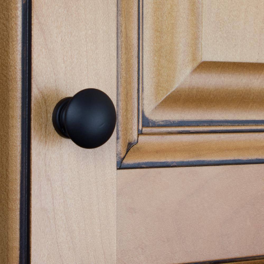 1 in. Dia Matte Black Round Convex Cabinet Knob (10-Pack) - Hercitys