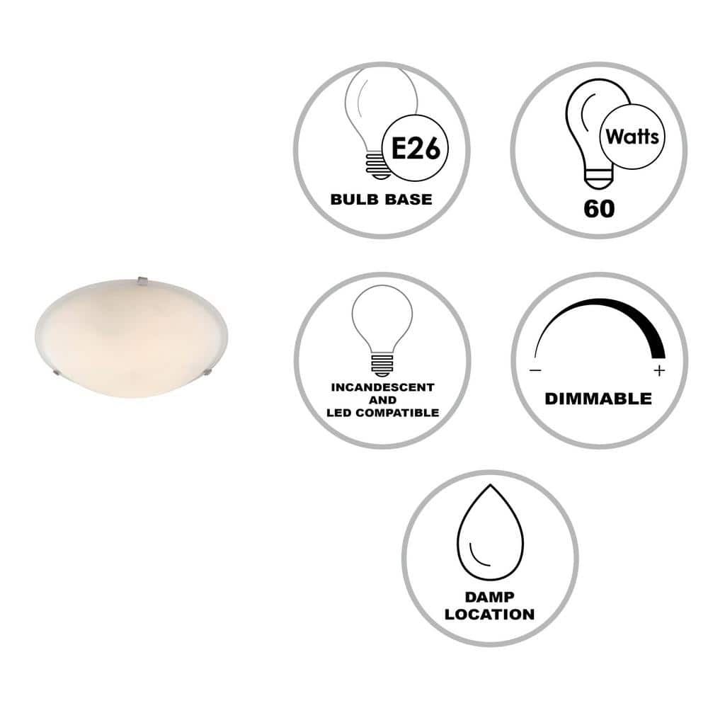 12 in. 2-Light Brushed Nickel Flush Mount Ceiling Light Fixture with Marbleized Glass Shade - Hercitys