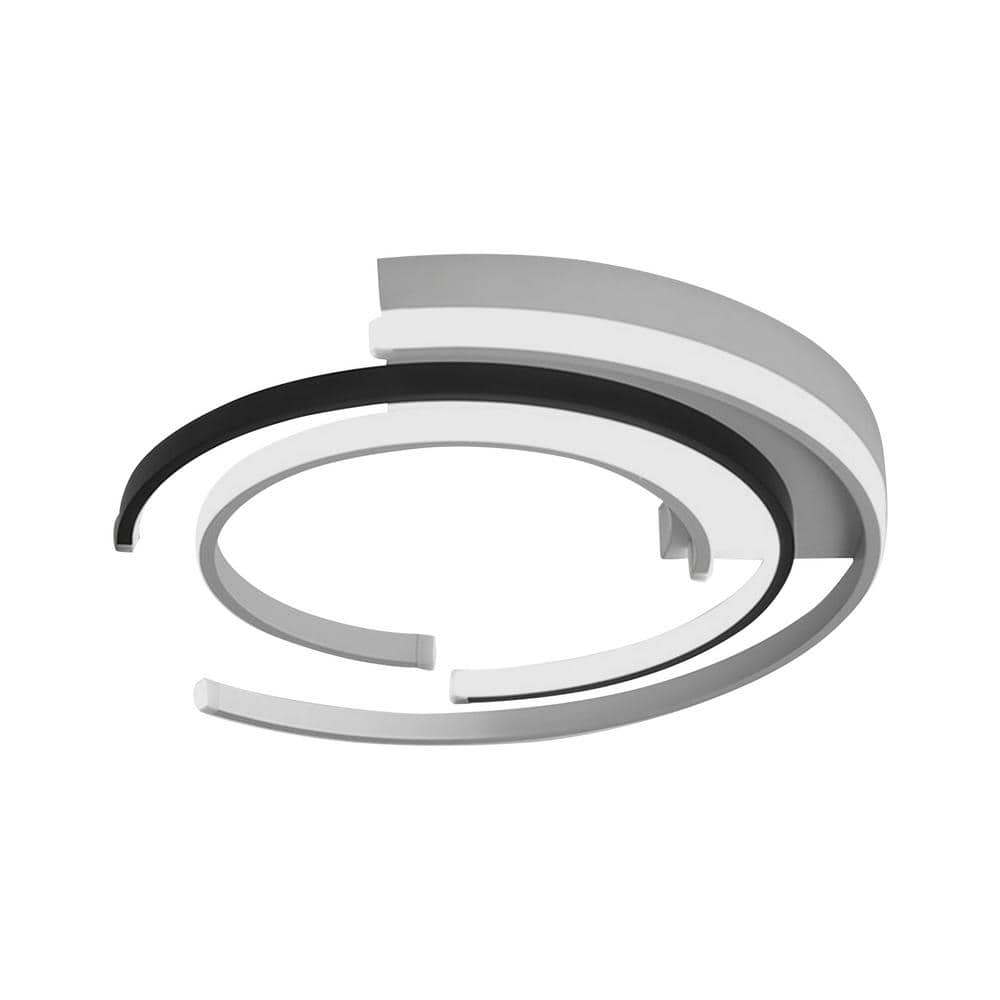 19.68 in. Modern Creative White and Black Integrated LED Flush Mount Ceiling Light with White Acrylic Shade - Hercitys